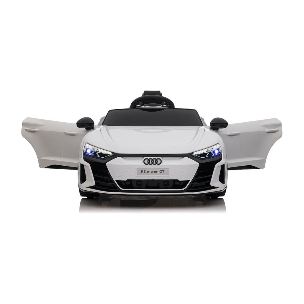 Audi RS e-tron GT blanche enfant, vue de face portes ouvertes