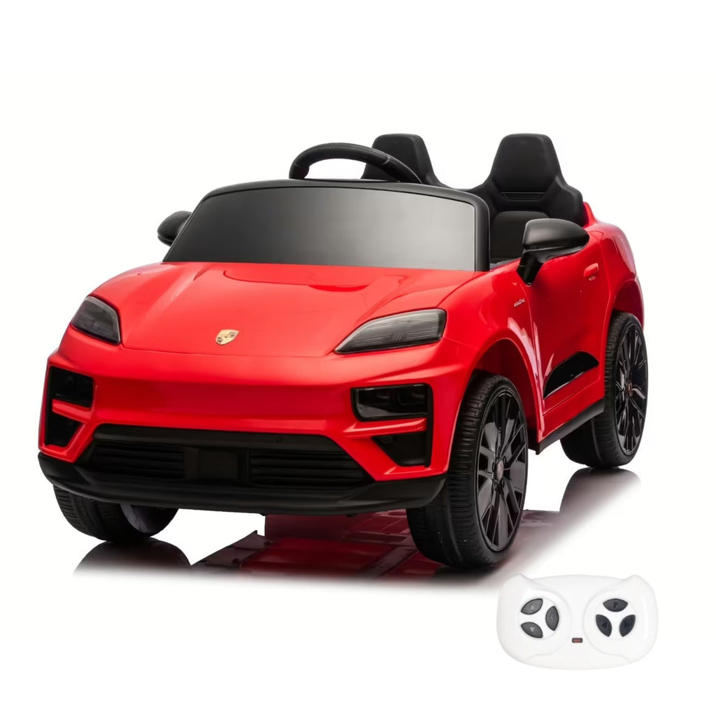 Porsche Macan rouge - voiture électrique enfant, trois quarts avant