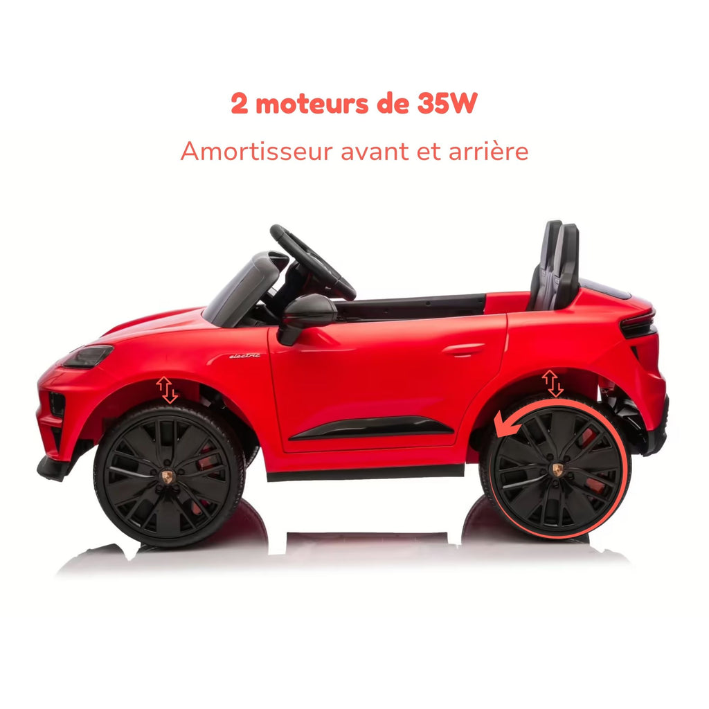 Porsche Macan rouge - 2 moteurs de 35 W et amortisseurs avant et arrière