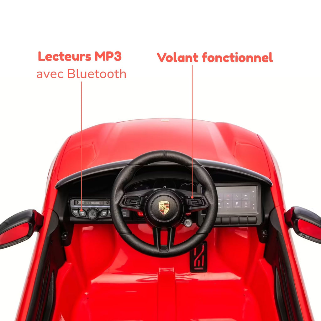 Porsche Macan rouge - volant fonctionnel et lecteur MP3 Bluetooth