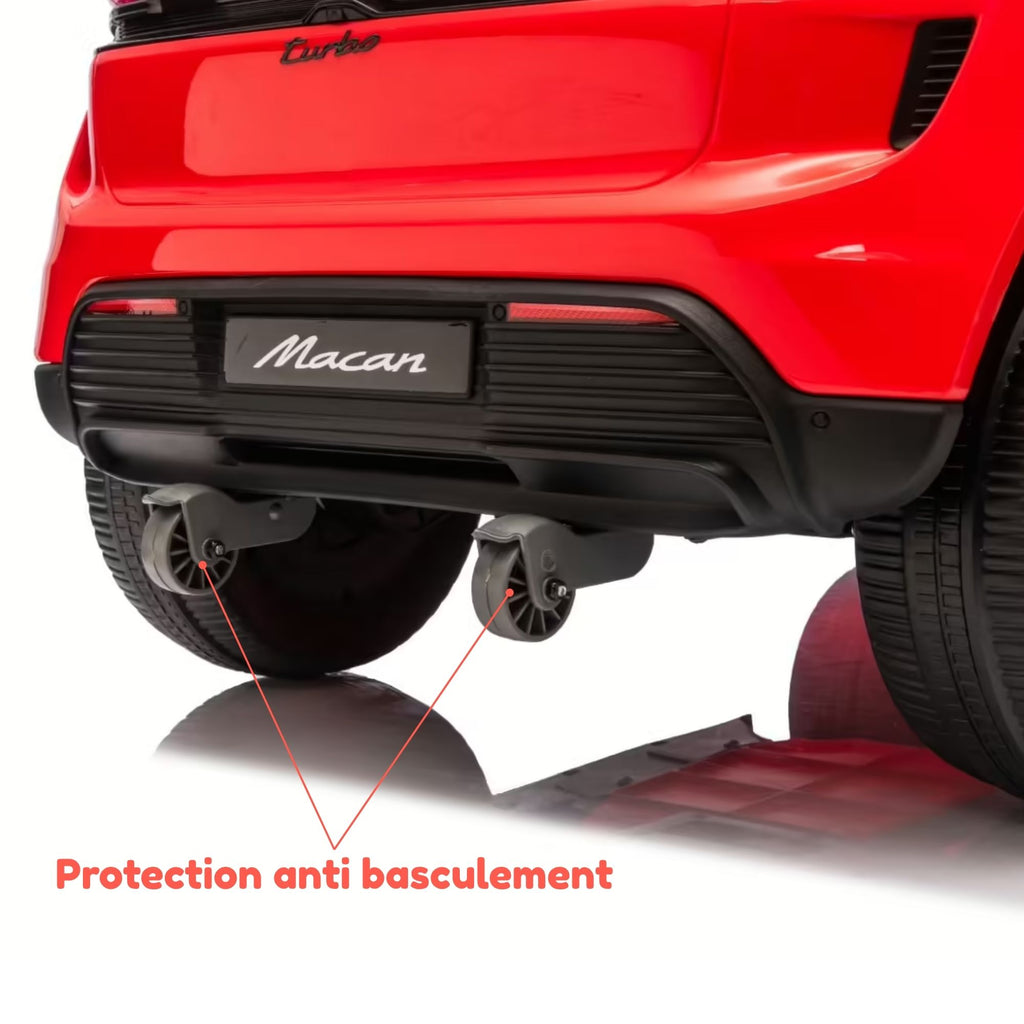 Porsche Macan rouge - arrière et protection anti-basculement