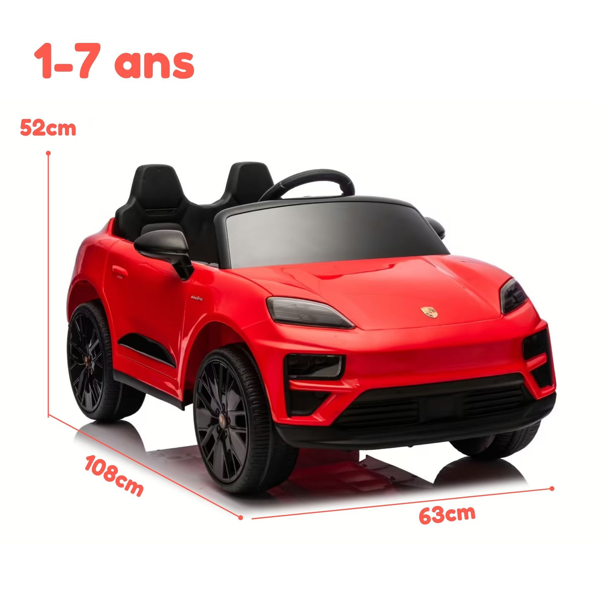 Porsche Macan rouge - dimensions 108 x 63 x 52 cm