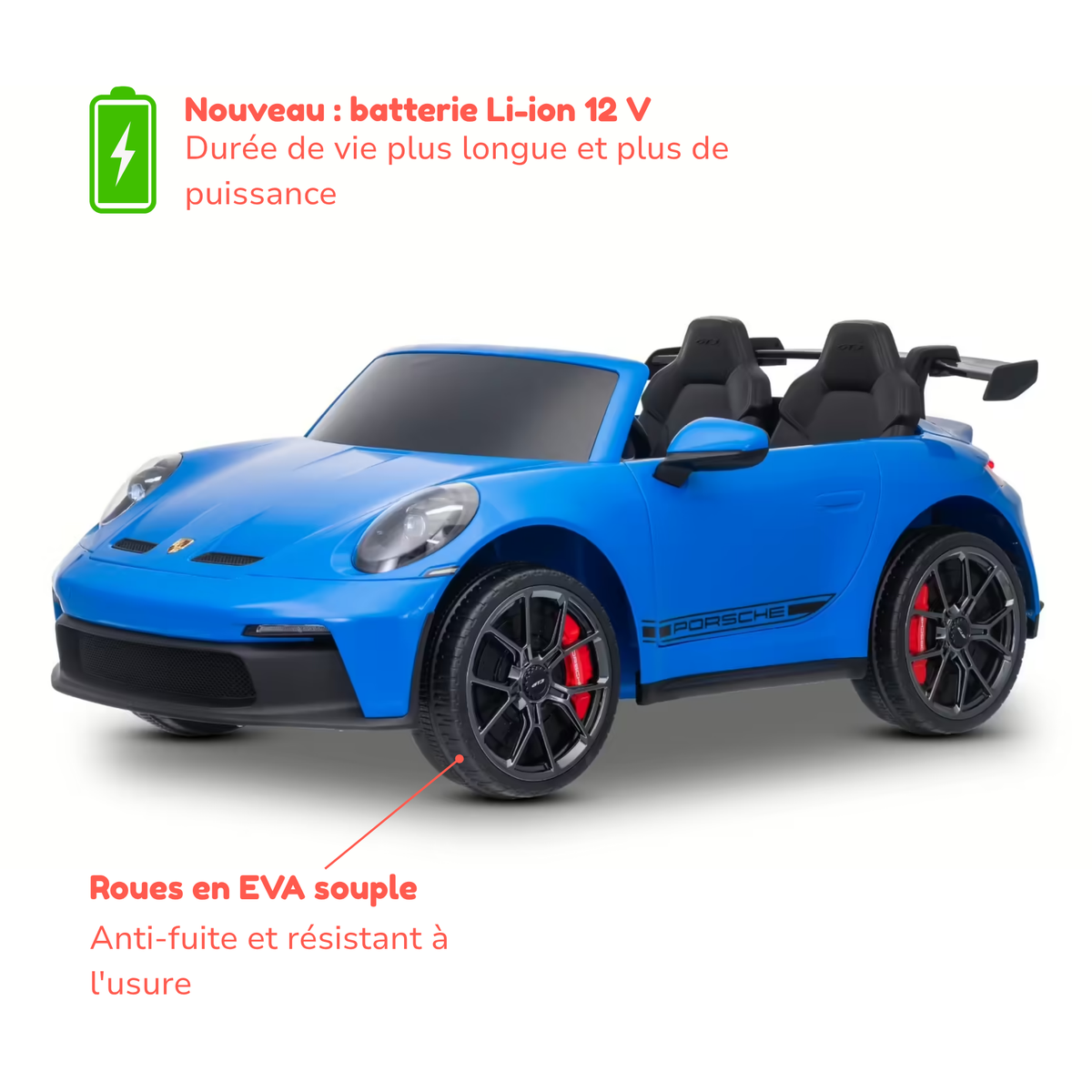 Porsche 911 GT3 — Voiture électrique enfant 24V 4x4, 2 places