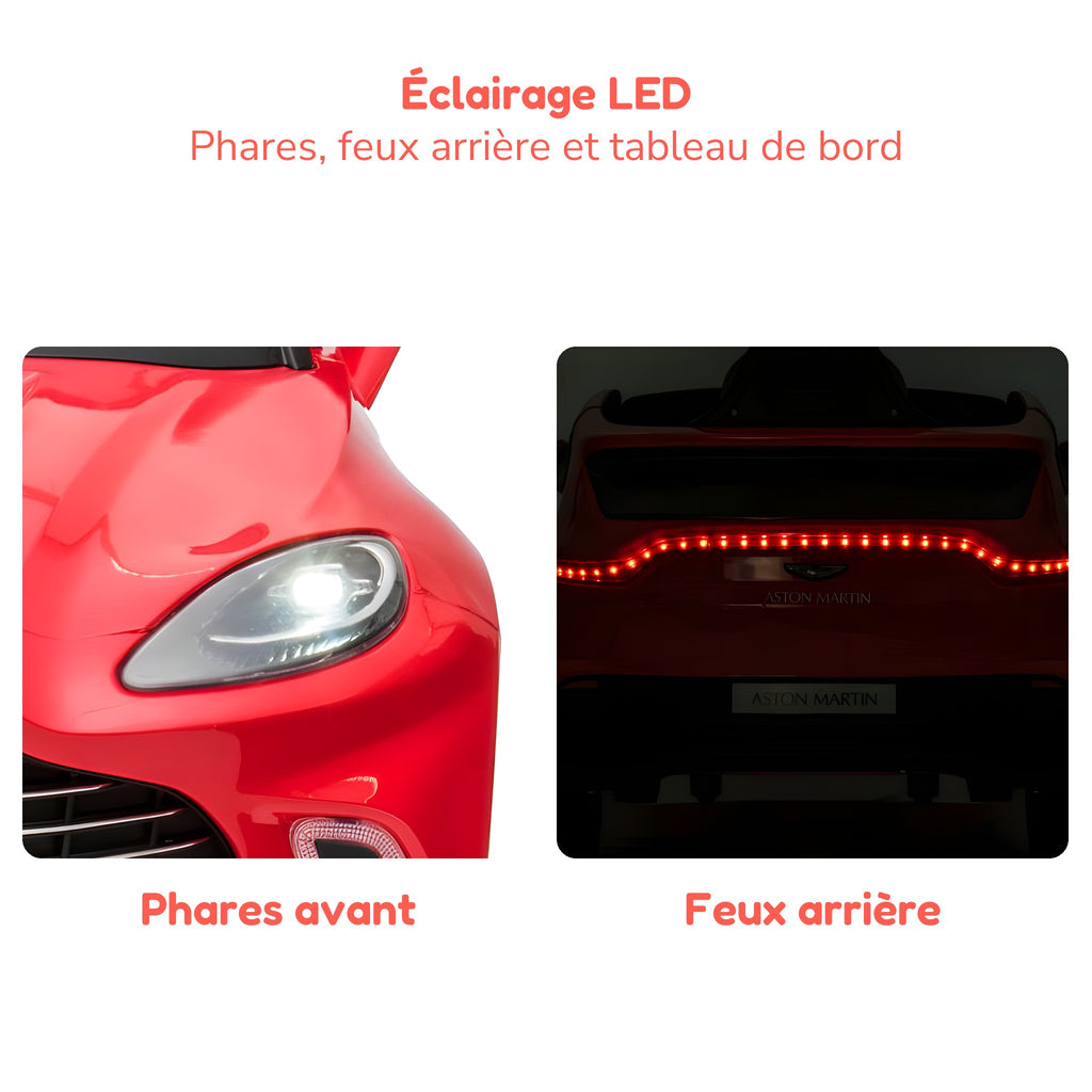 Phares et feux arrière à LED de l'Aston Martin enfant