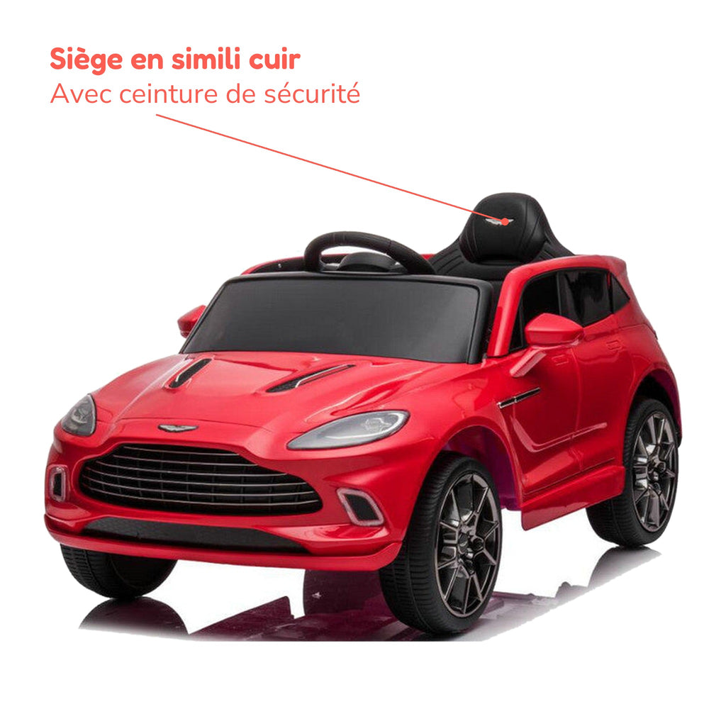 Siège en simili cuir avec ceinture de sécurité de l'Aston Martin enfant