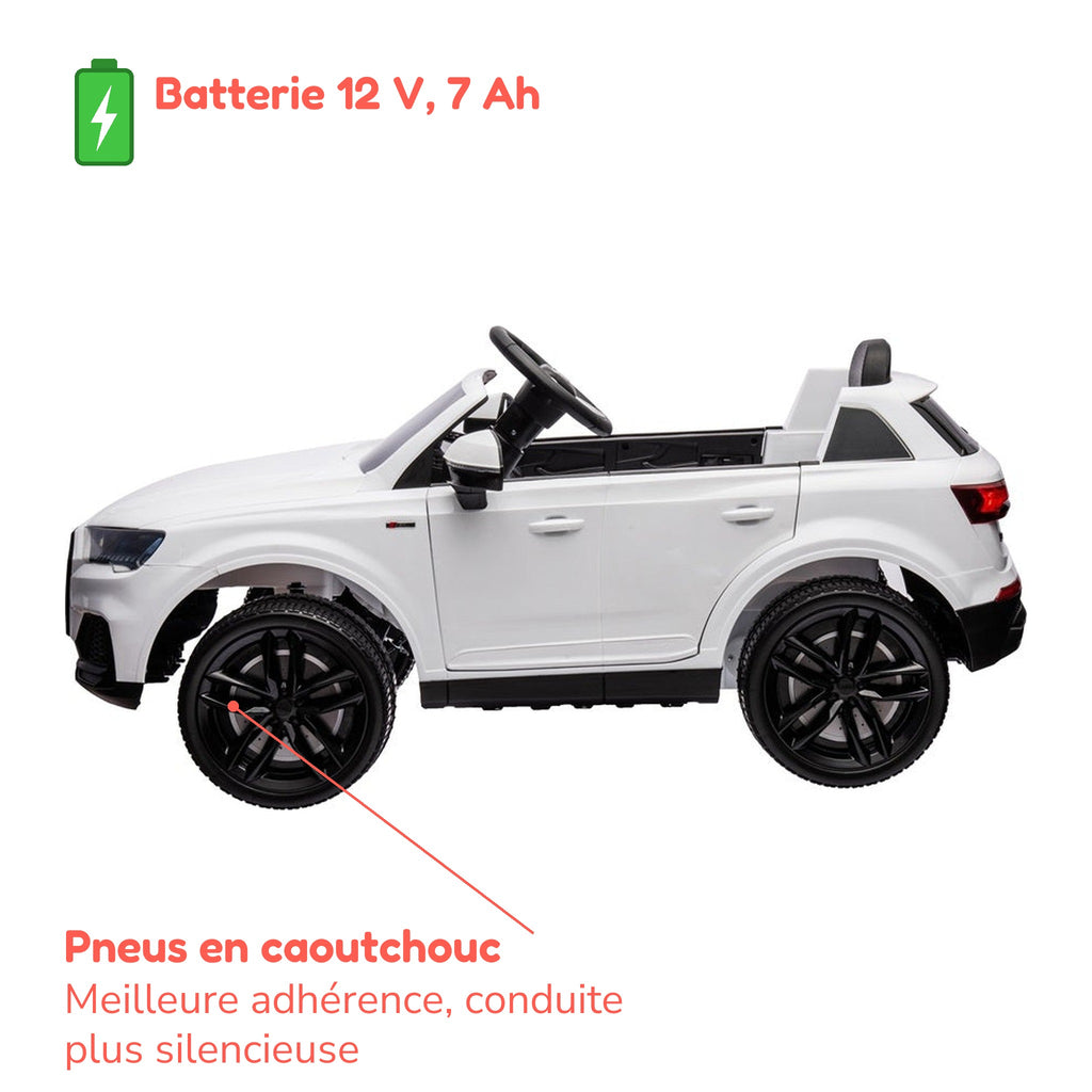 Batterie 12 V 7 Ah et pneus en caoutchouc de l'Audi Q7 enfant