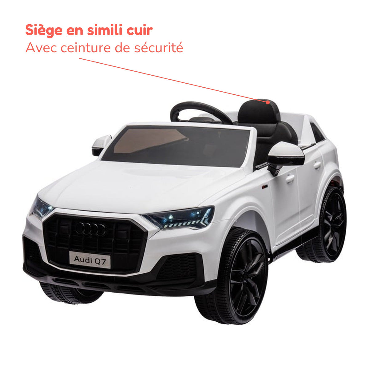 Siège en simili cuir avec ceinture de sécurité de l'Audi Q7 enfant