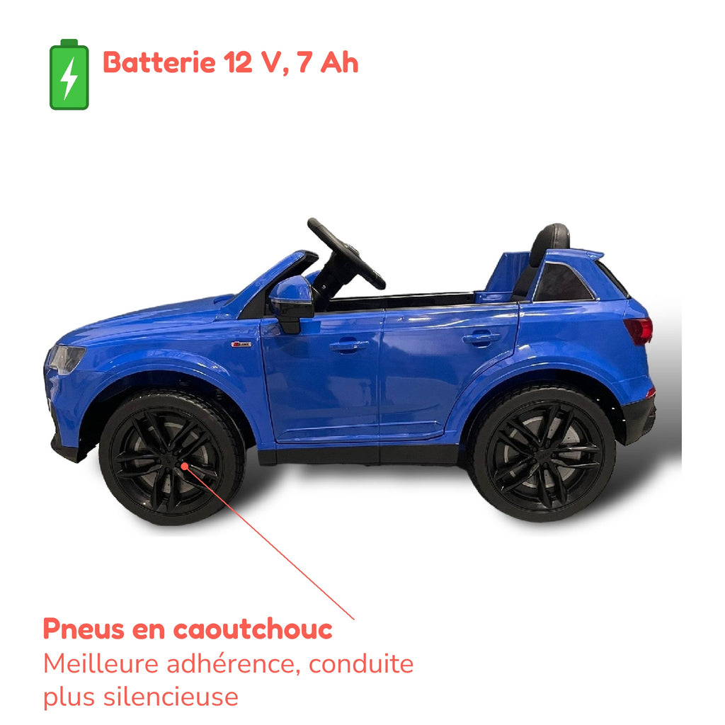 Batterie 12 V 7 Ah et pneus en caoutchouc de l'Audi Q7 enfant