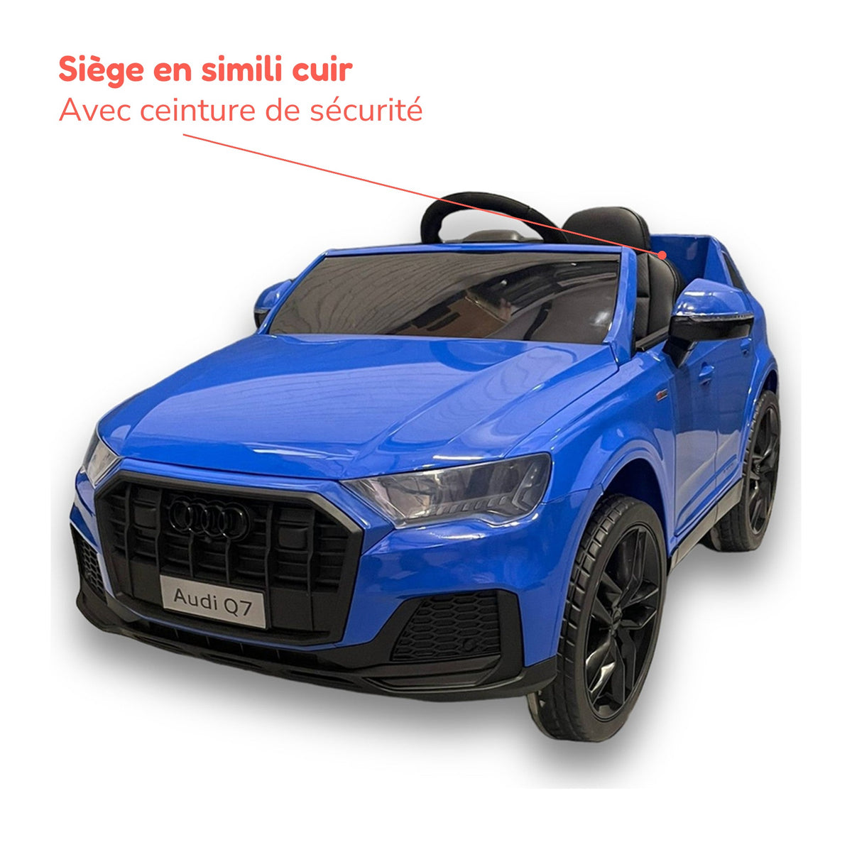 Siège en simili cuir avec ceinture de sécurité de l'Audi Q7 enfant