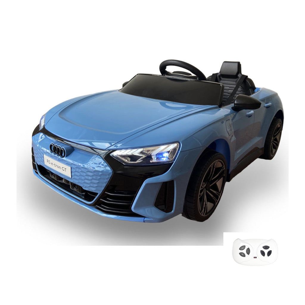 Audi RS e-tron GT bleue, voiture électrique enfant 12V, vue avec sa télécommande
