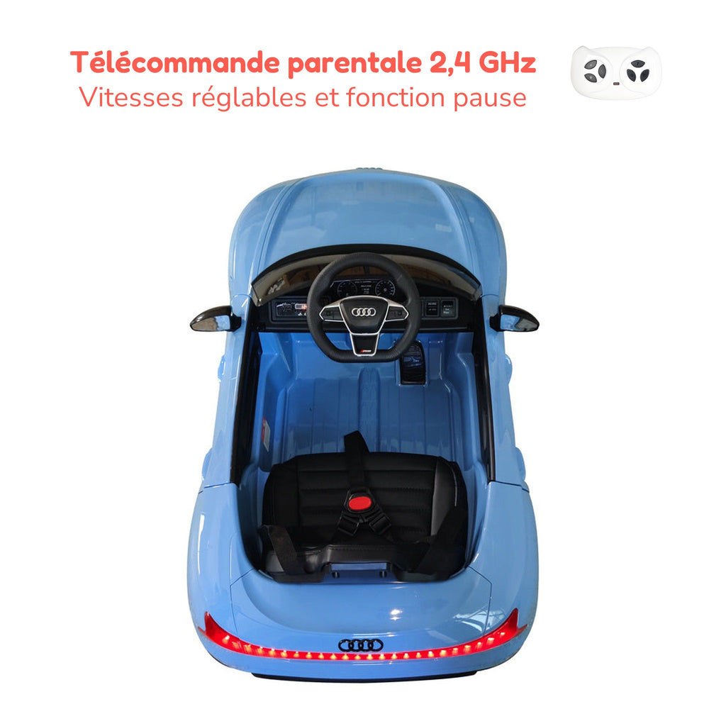 Télécommande parentale 2,4 GHz de l'Audi RS e-tron GT enfant, vitesses réglables et fonction pause