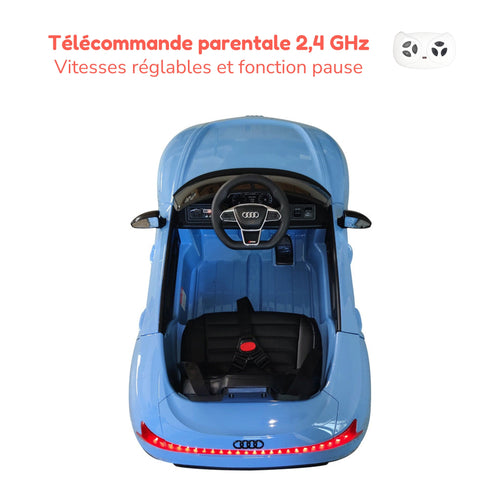 Télécommande parentale 2,4 GHz de l'Audi RS e-tron GT enfant, vitesses réglables et fonction pause