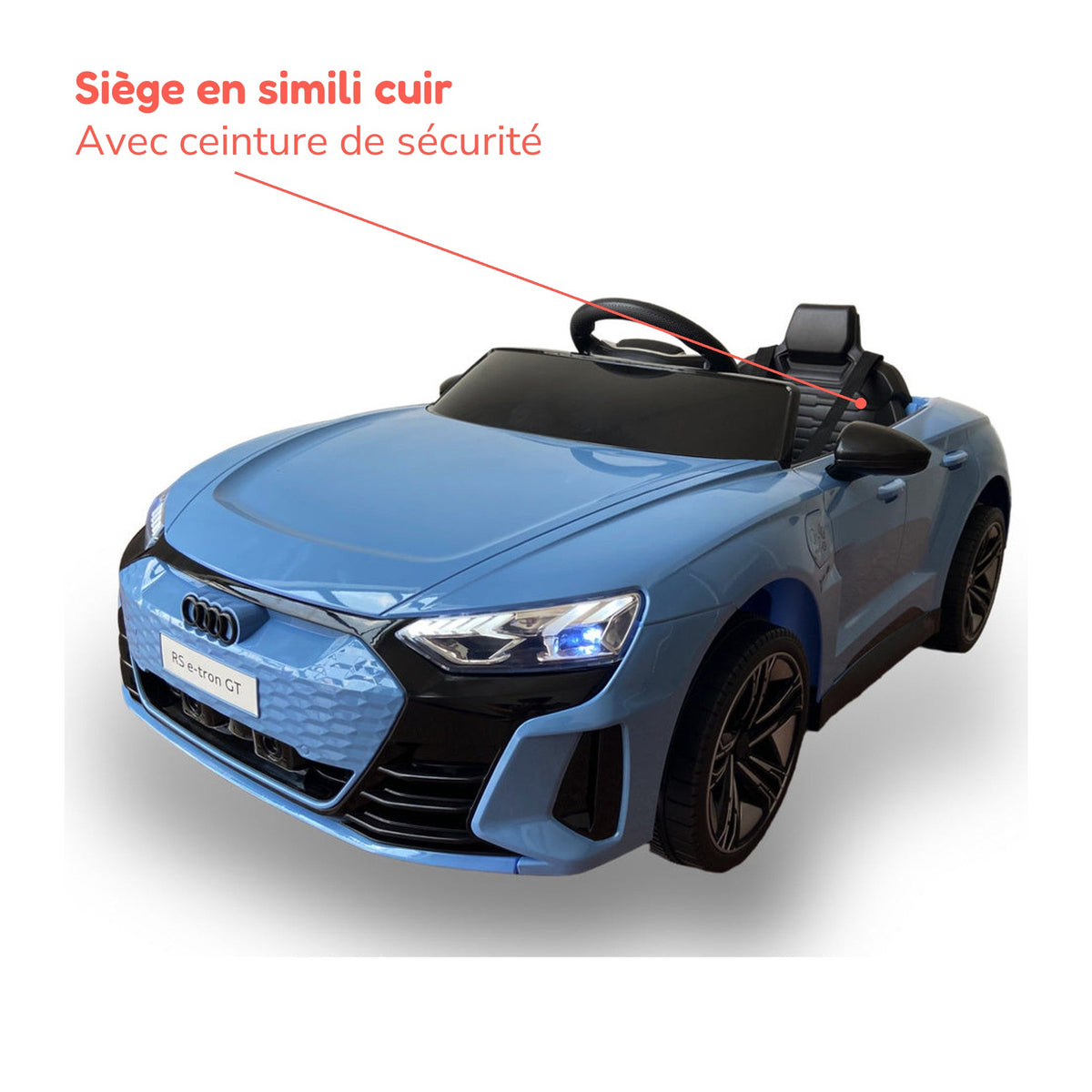 Siège en simili cuir avec ceinture de sécurité de l'Audi RS e-tron GT enfant
