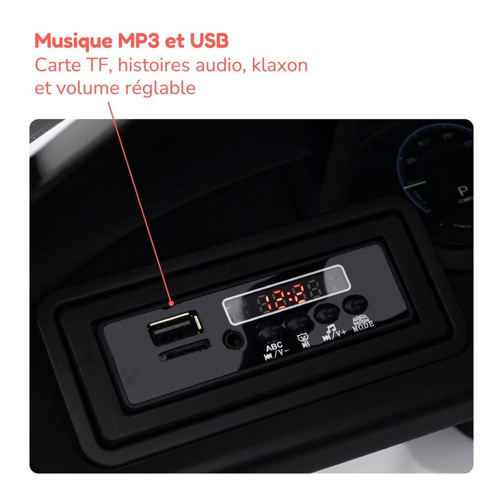 Musique MP3 et USB, carte TF, histoires audio de l'Audi RS e-tron GT enfant