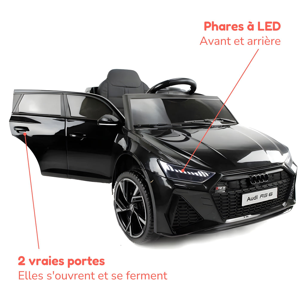 Audi RS6 enfant portes ouvertes, phares à LED avant et arrière