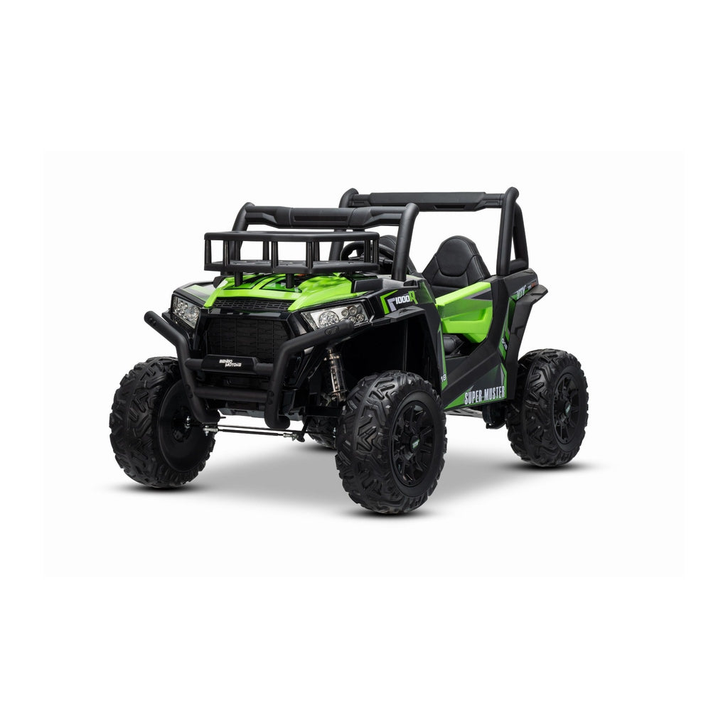 Buggy UTV 24V vert - voiture électrique enfant 2 places, trois quarts avant
