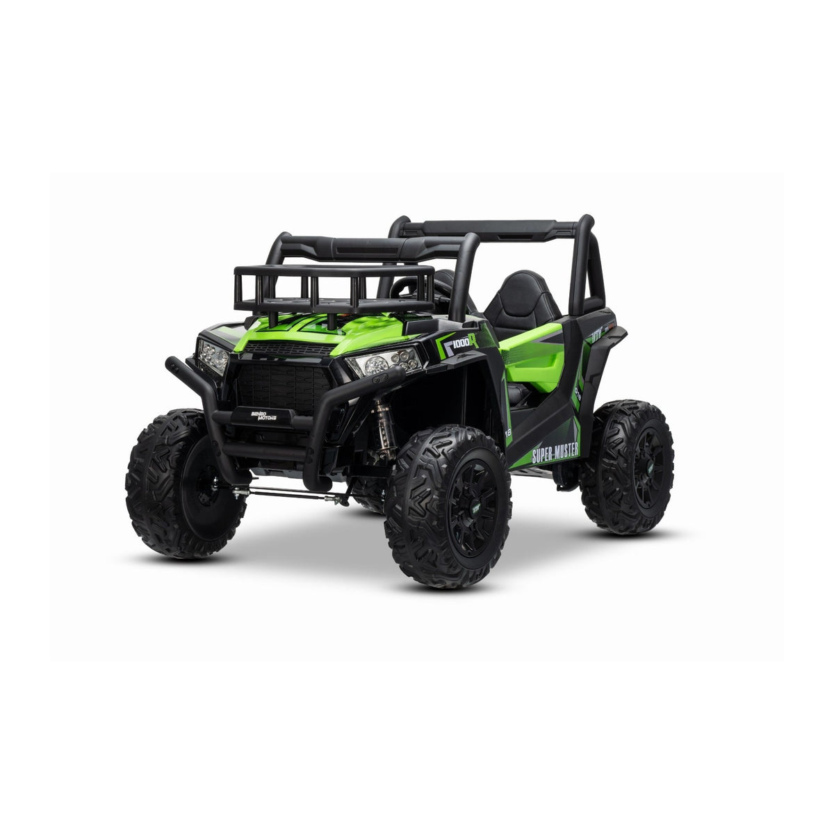 Buggy UTV 24V vert - voiture électrique enfant 2 places, trois quarts avant