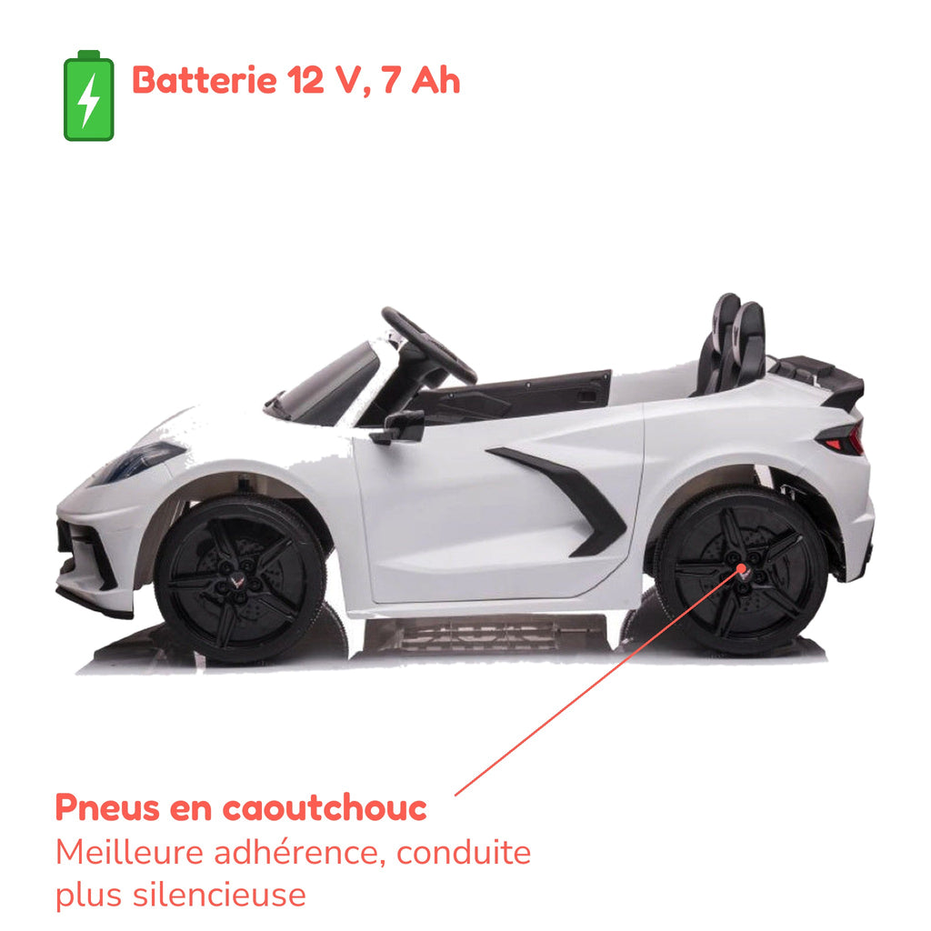 Batterie 12 V 7 Ah et pneus en caoutchouc de la Chevrolet Corvette enfant