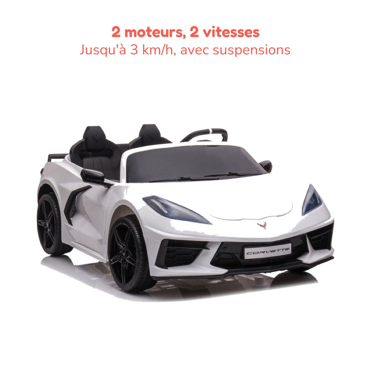 Chevrolet Corvette enfant, 2 moteurs, 2 vitesses jusqu'à 3 km/h, avec suspensions