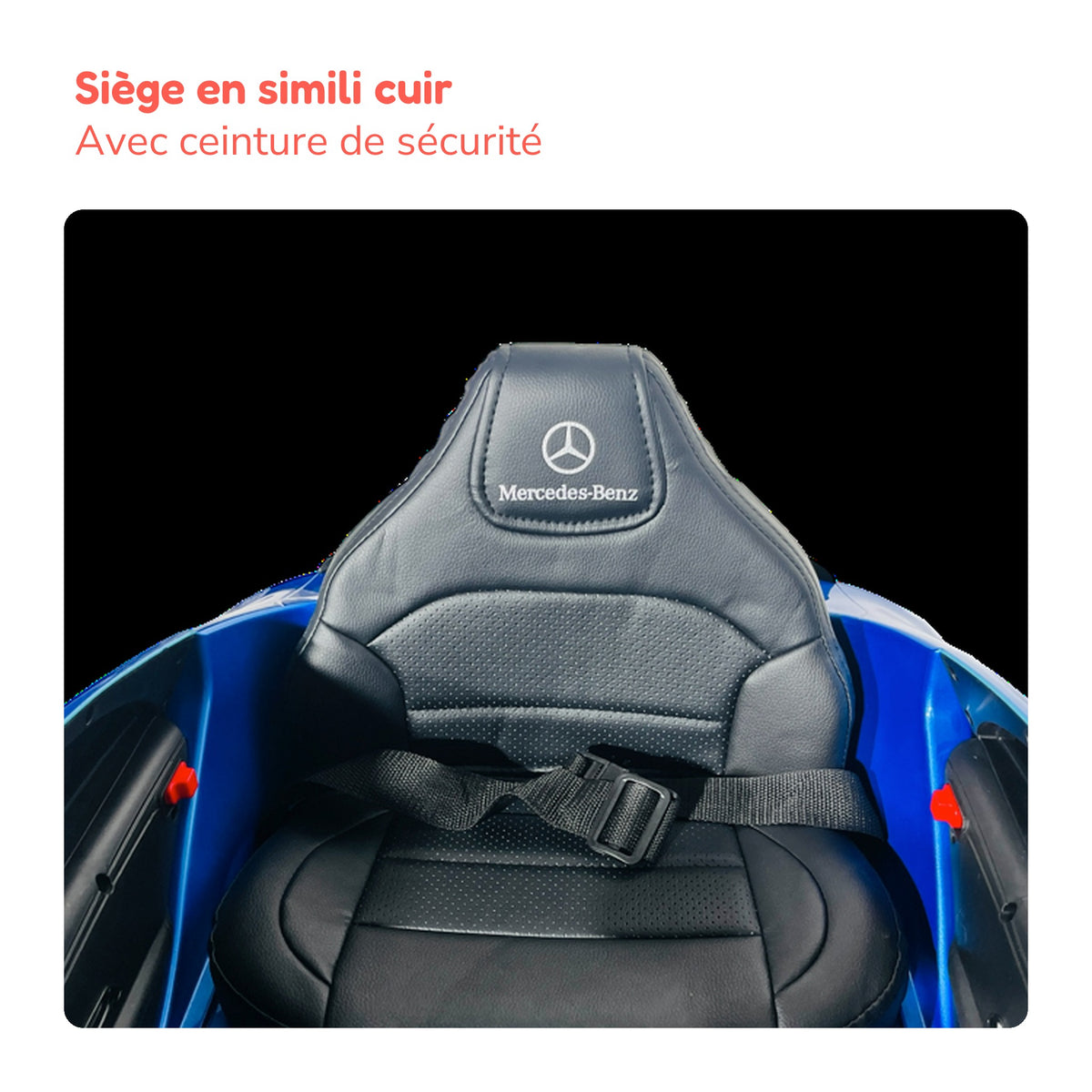 Siège en simili cuir avec ceinture de sécurité de la Mercedes-Benz CLA 45 S AMG enfant