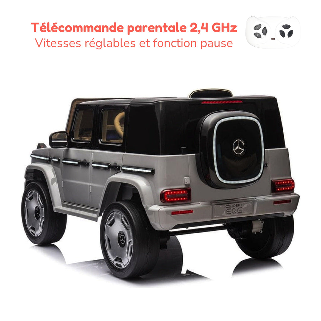 Télécommande parentale 2,4 GHz de la Mercedes-Benz EQG enfant, vitesses réglables et fonction pause