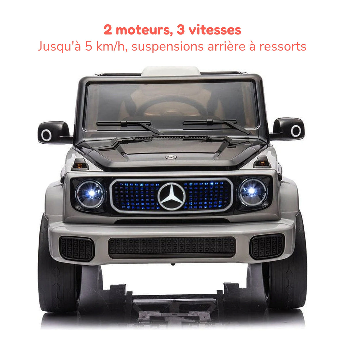 Mercedes-Benz EQG gris enfant, 2 moteurs et 3 vitesses