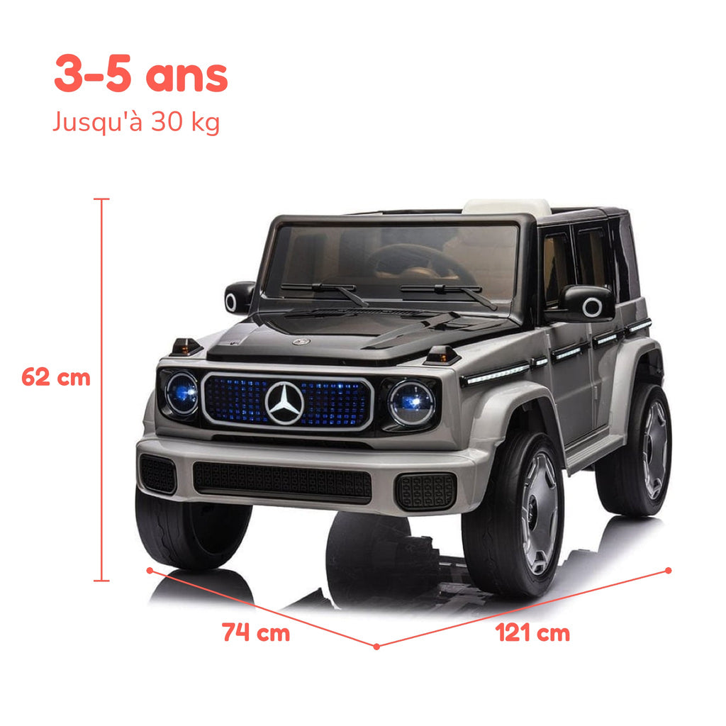 Dimensions de la Mercedes-Benz EQG enfant, âge et charge maximale