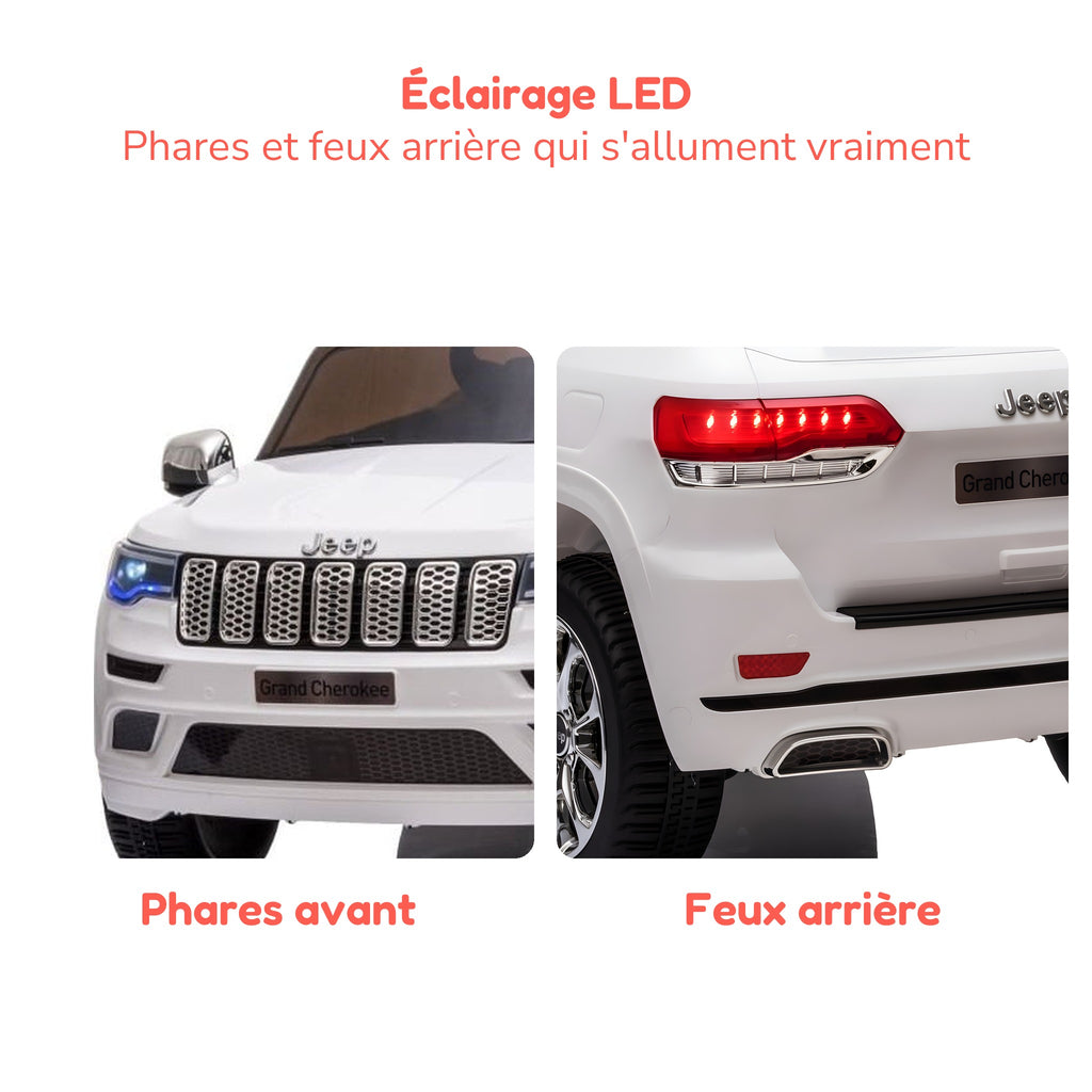 Phares et feux arrière à LED de la Jeep Grand Cherokee enfant