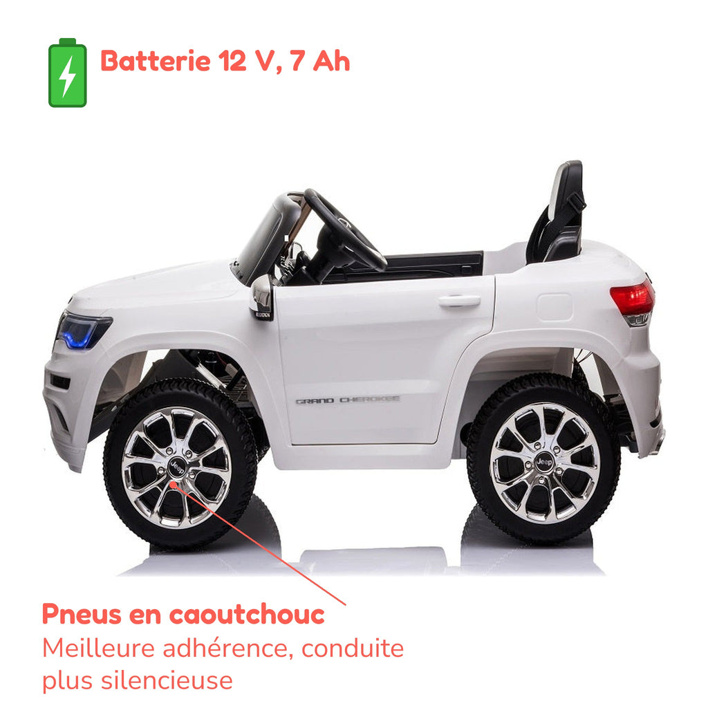 Batterie 12 V 7 Ah et pneus en caoutchouc de la Jeep Grand Cherokee enfant