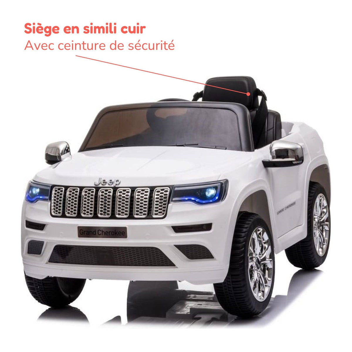 Siège en simili cuir avec ceinture de sécurité de la Jeep Grand Cherokee enfant
