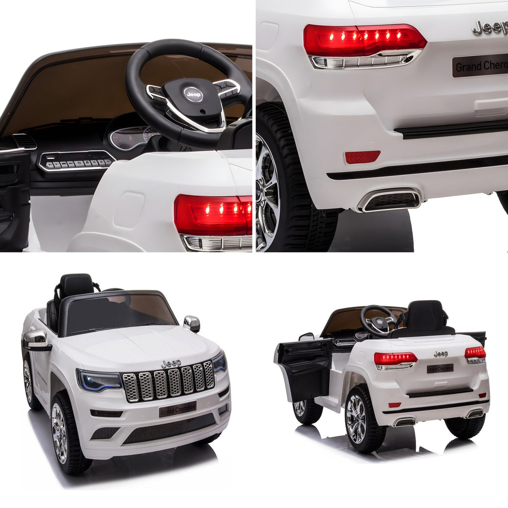 Détails de la Jeep Grand Cherokee blanche enfant
