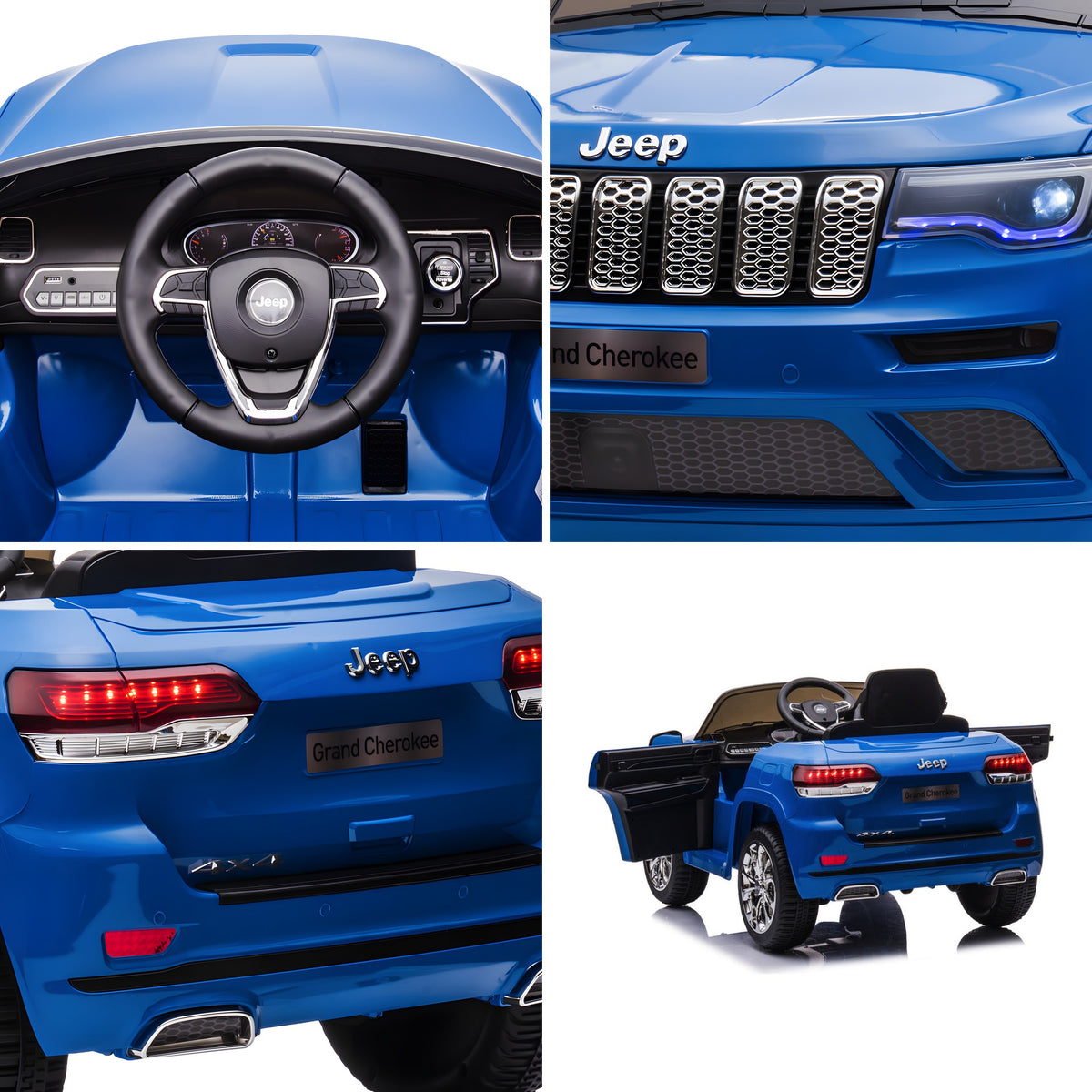 Détails de la Jeep Grand Cherokee bleue enfant