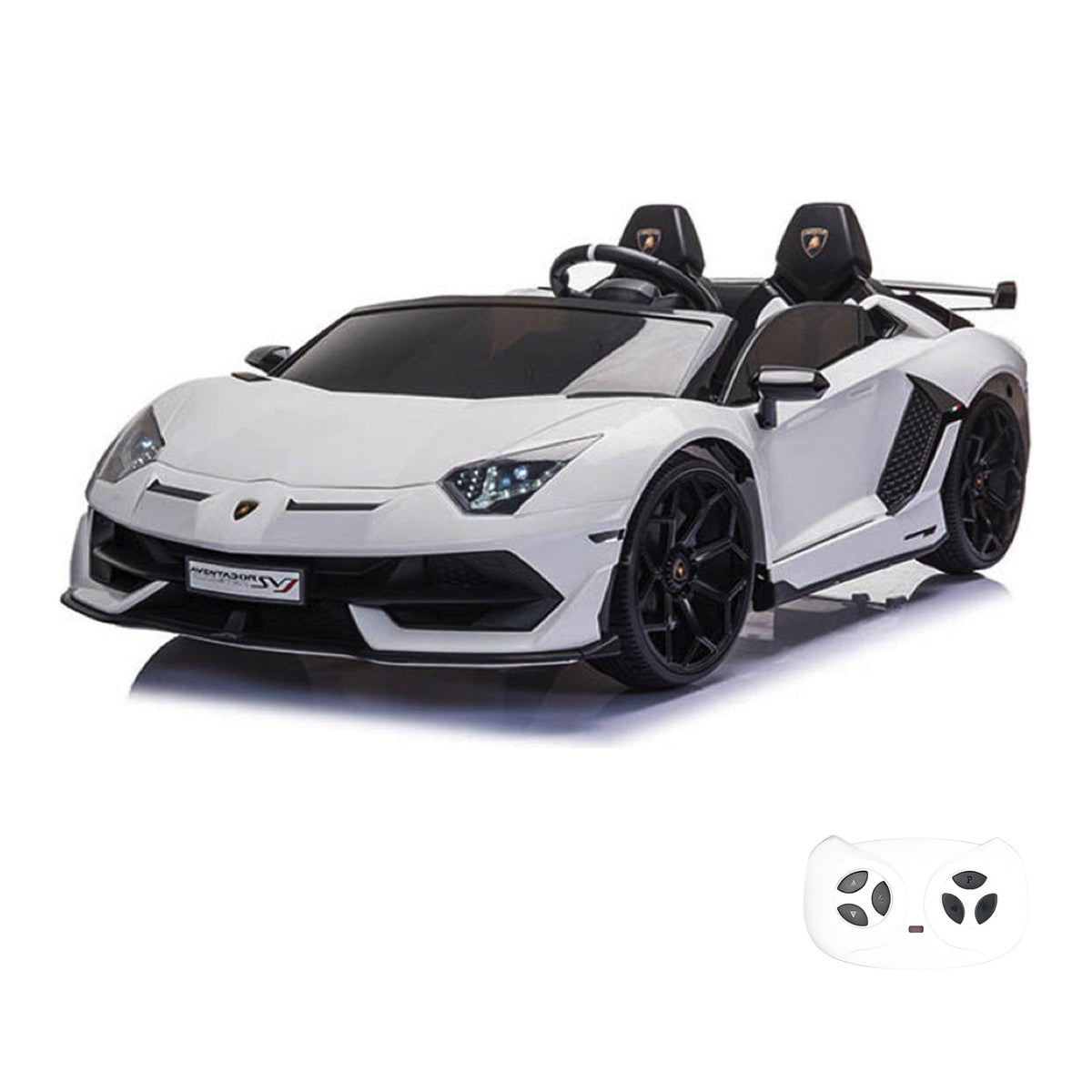 Lamborghini Aventador blanche, voiture électrique enfant 24V 2 places, avec sa télécommande
