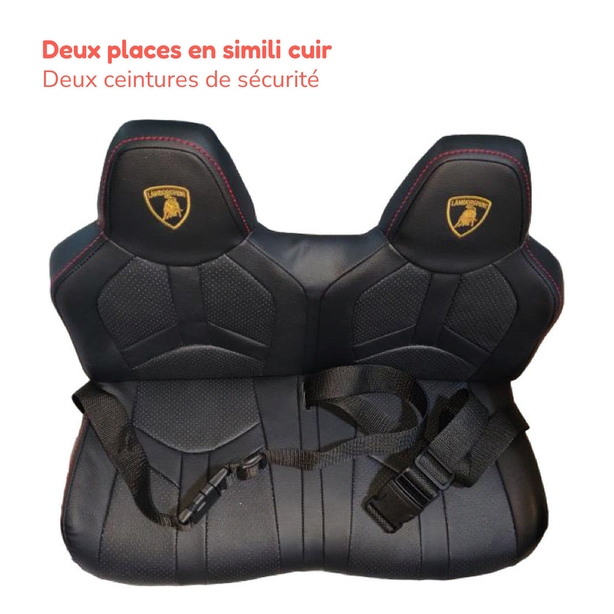 Deux places en simili cuir avec deux ceintures de sécurité, Lamborghini Aventador enfant