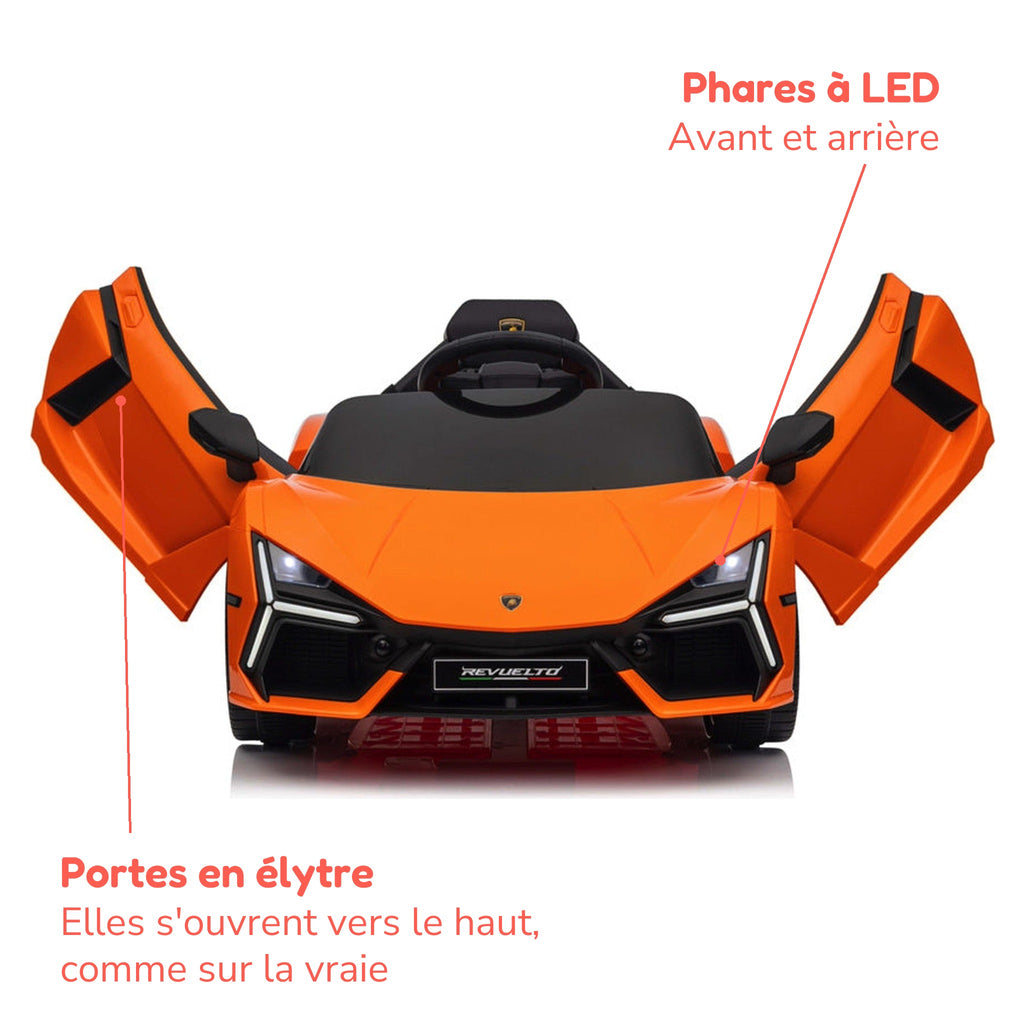 Lamborghini Revuelto enfant portes en élytre ouvertes, phares à LED