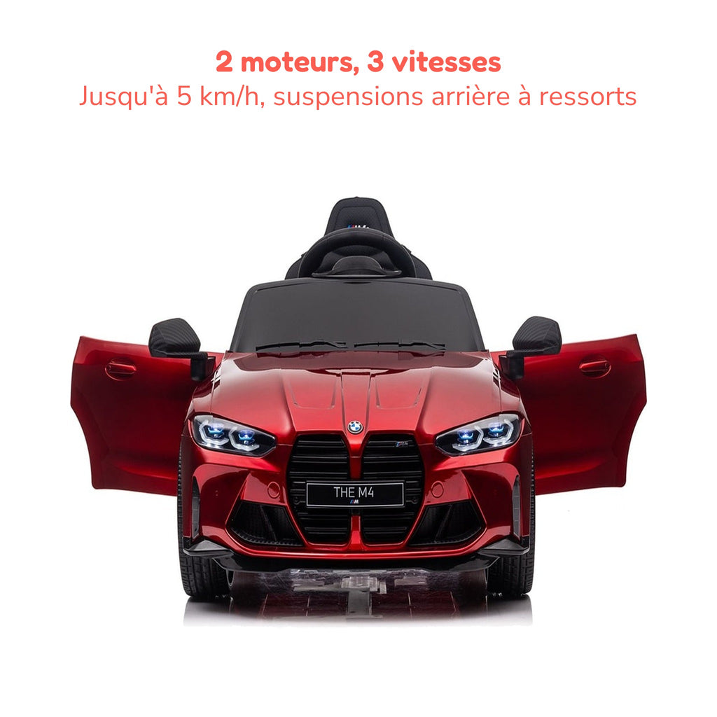 BMW M4 rouge enfant, 2 moteurs et 3 vitesses