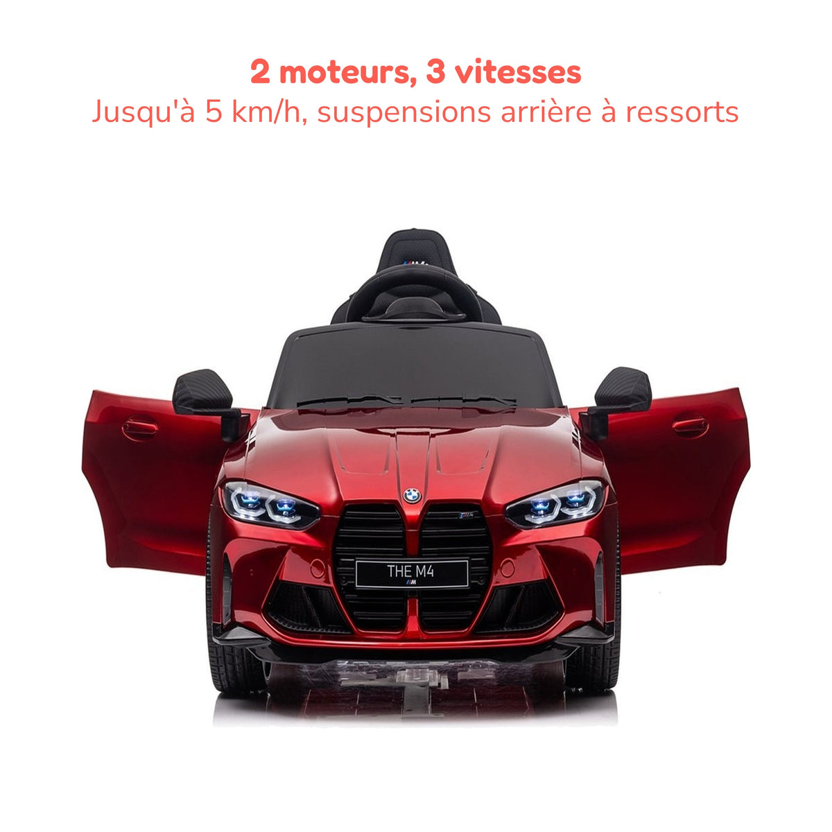 BMW M4 rouge enfant, 2 moteurs et 3 vitesses