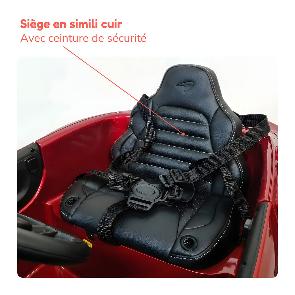 Siège en simili cuir avec ceinture de sécurité de la McLaren 620 GT enfant