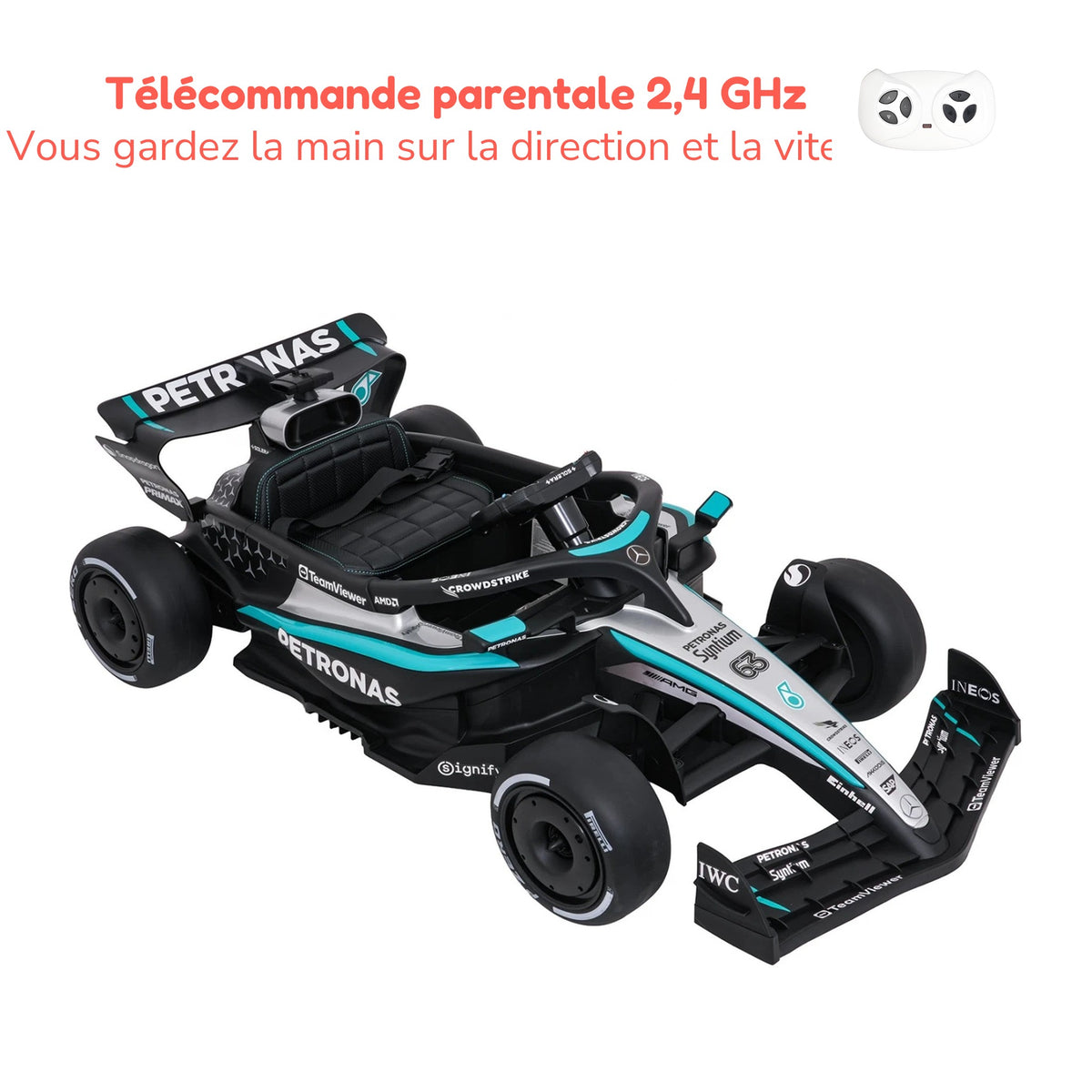 Télécommande parentale 2,4 GHz de la F1 enfant : vous gardez la main sur la direction et la vitesse