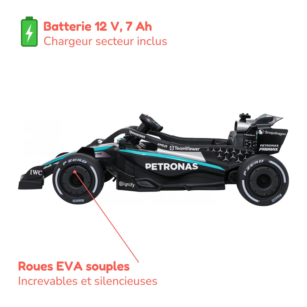 Batterie 12 V 7 Ah avec chargeur inclus et roues EVA souples de la F1 enfant