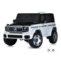 Mercedes EQG blanc, voiture électrique enfant 12V, vue trois quarts avant avec sa télécommande