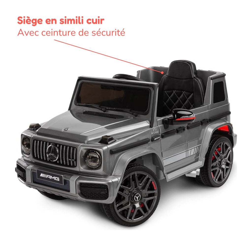 Siège en simili cuir avec ceinture de sécurité du Mercedes G63 AMG enfant