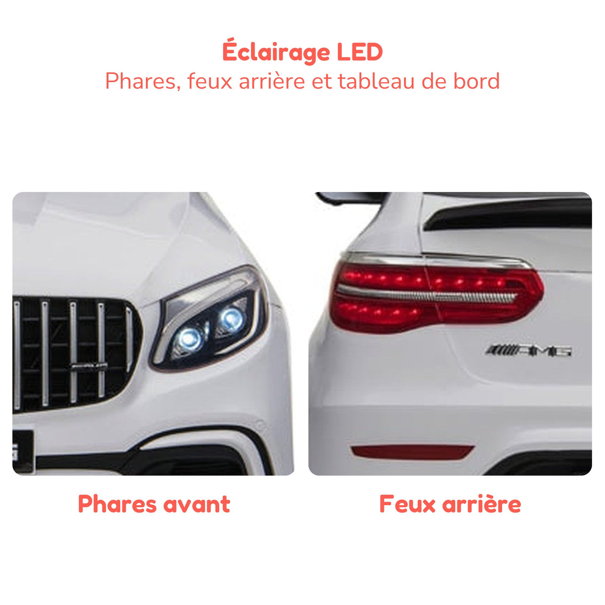 Phares et feux arrière à LED du Mercedes GLC 63 enfant