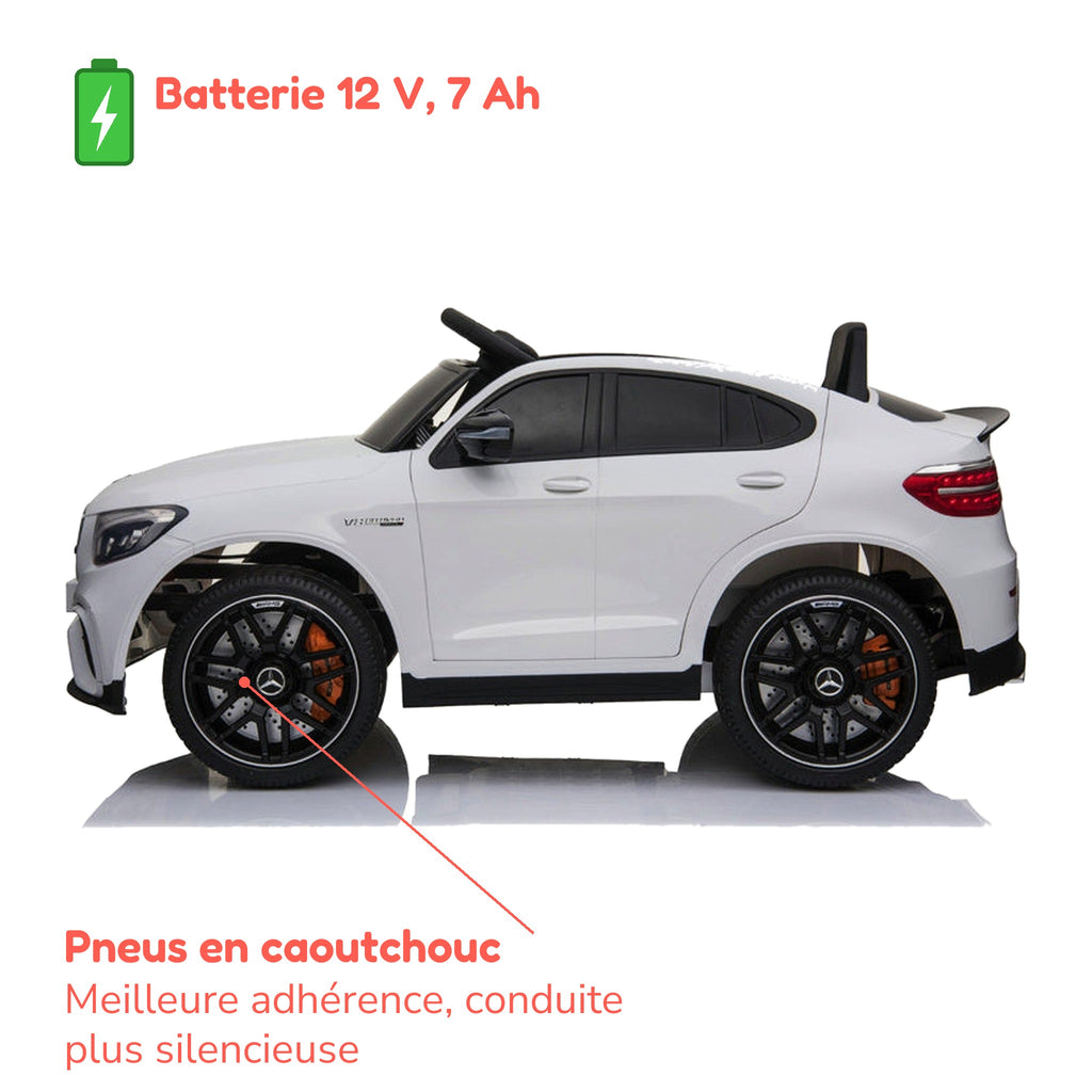 Batterie 12 V 7 Ah et pneus en caoutchouc du Mercedes GLC 63 enfant
