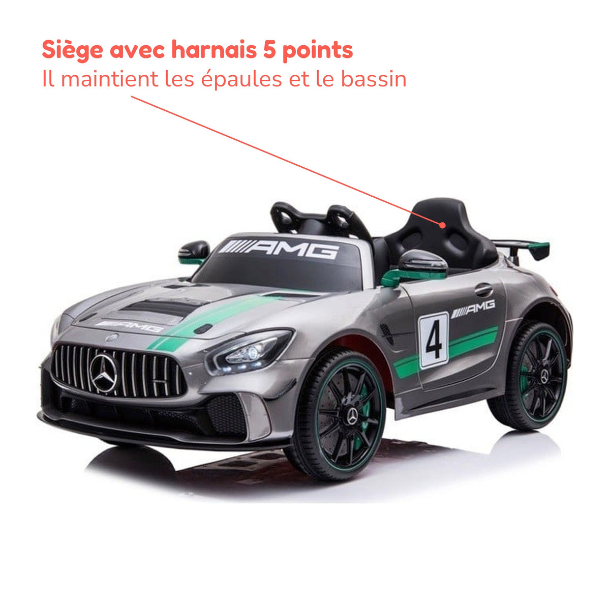 Siège avec harnais 5 points de la Mercedes GT4 AMG enfant