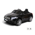 Mercedes SL500 noire, voiture électrique enfant 12V lithium, vue trois quarts avant avec sa télécommande