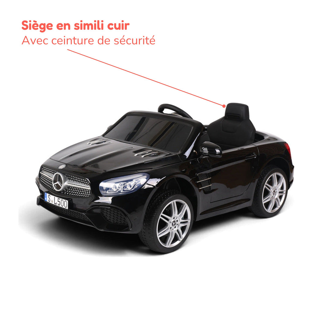 Siège en simili cuir avec ceinture de sécurité de la Mercedes SL500 enfant