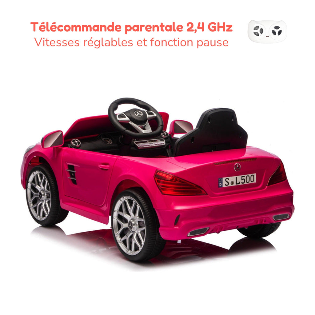 Télécommande parentale 2,4 GHz de la Mercedes SL500 enfant, vitesses réglables et fonction pause