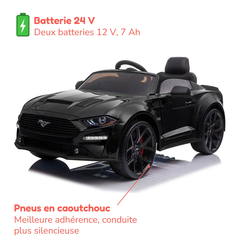 Batterie et pneus en caoutchouc de la Ford Mustang enfant noire