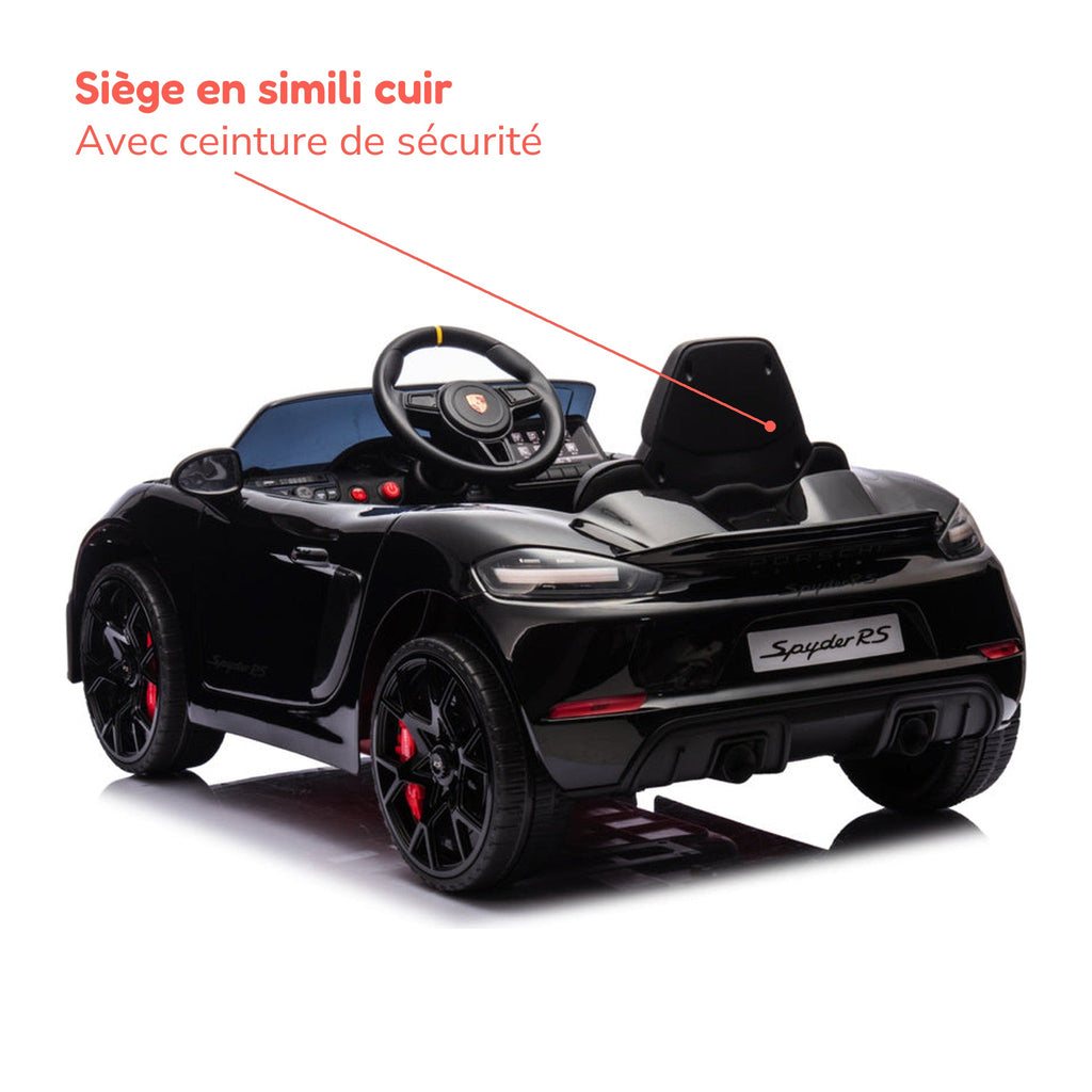Siège en simili cuir avec ceinture de sécurité de la Porsche Spyder RS enfant